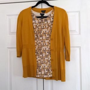 Ann Taylor Mustard Cardigan and tank